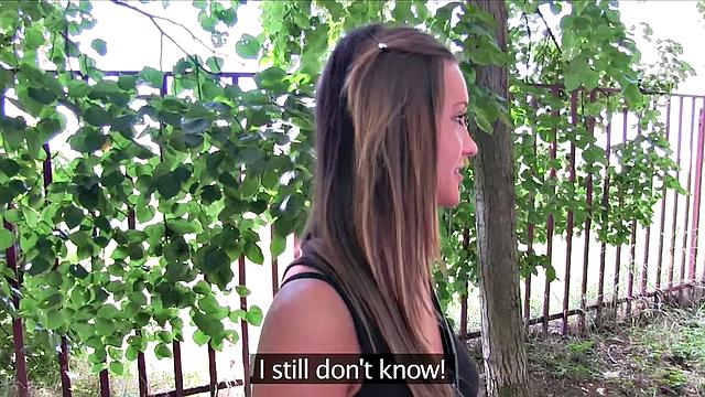 Hot Brown-haired Student with great tits and ass goes wild in the park and at work