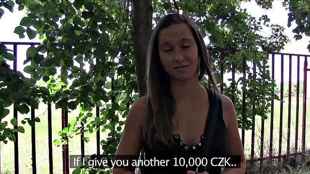 Hot Brown-haired Student with great tits and ass goes wild in the park and at work