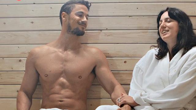 Big Tranny babe enjoys bareback sex with BF in sauna