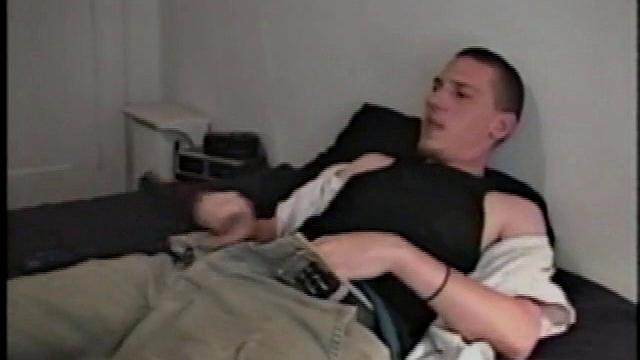 Alec gives us a great jerk off session with lots of close-up shots and even an ass flash. Then he settles down to stroke out a wad of cum that covers his belly in a gooey mess.