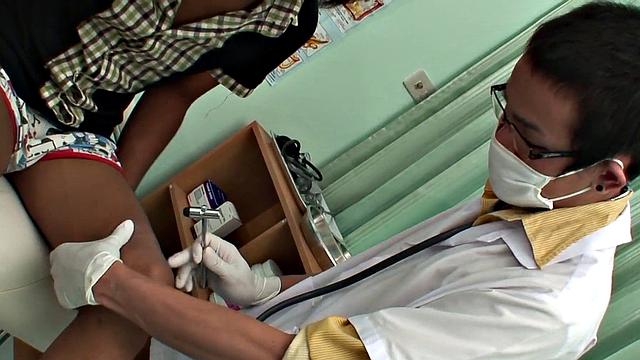 Asian twink examined and breeded in missionary by his doctor