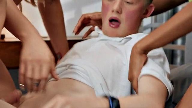 Nympho blondie riding dick in 3some