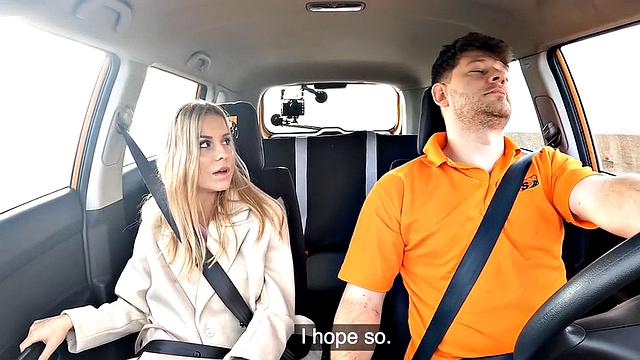 21yo babe in stockings fingered before riding cock in car