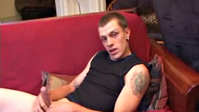 Proud of his rigid cock, Shane kicks back and starts stroking. Stimulated by porn video, things get pretty busy, but all cums out in the end.