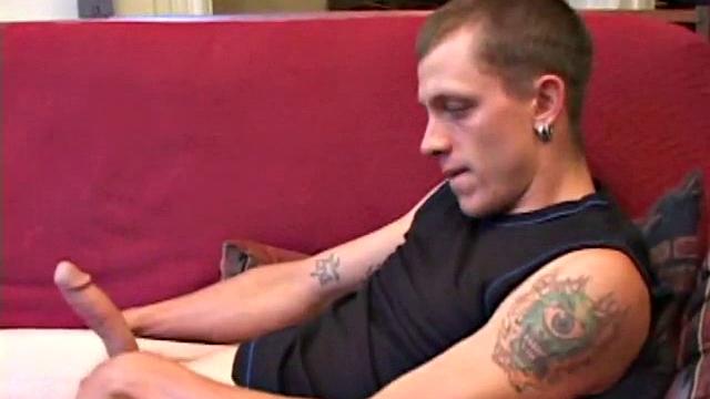 Proud of his rigid cock, Shane kicks back and starts stroking. Stimulated by porn video, things get pretty busy, but all cums out in the end.