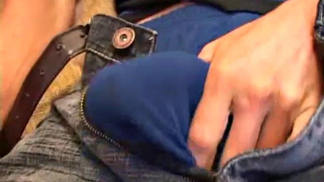 Proud of his rigid cock, Shane kicks back and starts stroking. Stimulated by porn video, things get pretty busy, but all cums out in the end.