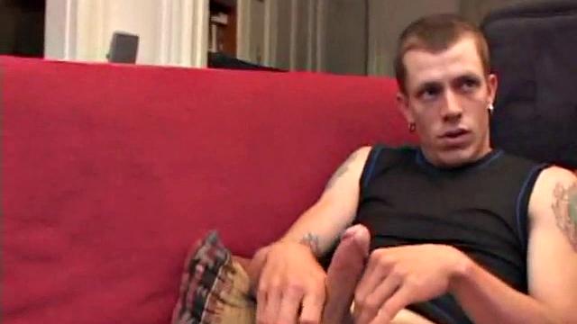 Proud of his rigid cock, Shane kicks back and starts stroking. Stimulated by porn video, things get pretty busy, but all cums out in the end.