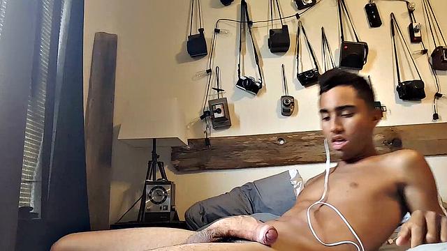 Popular Latin twink Lucas Prescott is back for another jerk off session. Obviously this big dick boy doesn't spend much time cleaning his room, but that's probably because he's so busy jacking off all the time.