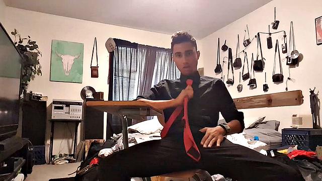 Popular Latin twink Lucas Prescott is back for another jerk off session. Obviously this big dick boy doesn't spend much time cleaning his room, but that's probably because he's so busy jacking off all the time.