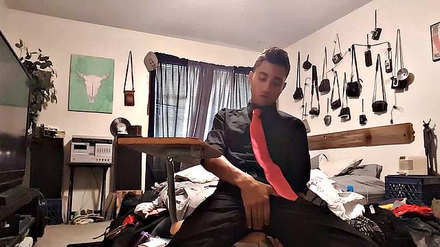 Popular Latin twink Lucas Prescott is back for another jerk off session. Obviously this big dick boy doesn't spend much time cleaning his room, but that's probably because he's so busy jacking off all the time.