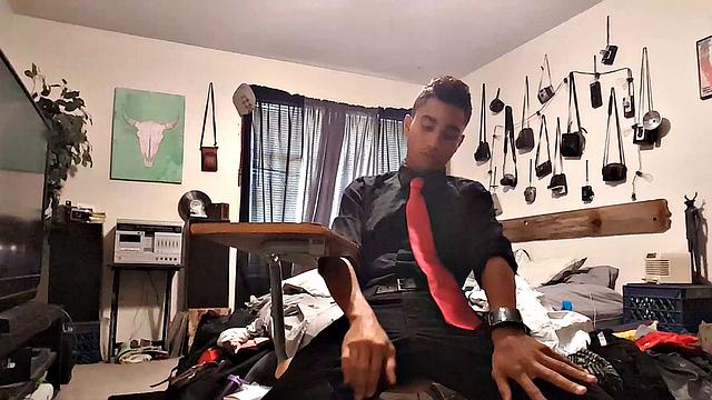 Popular Latin twink Lucas Prescott is back for another jerk off session. Obviously this big dick boy doesn't spend much time cleaning his room, but that's probably because he's so busy jacking off all the time.