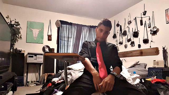 Popular Latin twink Lucas Prescott is back for another jerk off session. Obviously this big dick boy doesn't spend much time cleaning his room, but that's probably because he's so busy jacking off all the time.