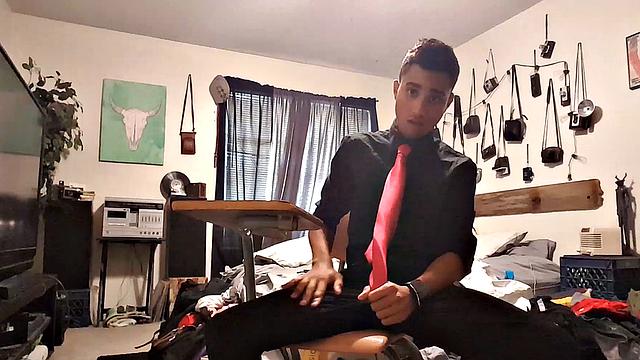 Popular Latin twink Lucas Prescott is back for another jerk off session. Obviously this big dick boy doesn't spend much time cleaning his room, but that's probably because he's so busy jacking off all the time.