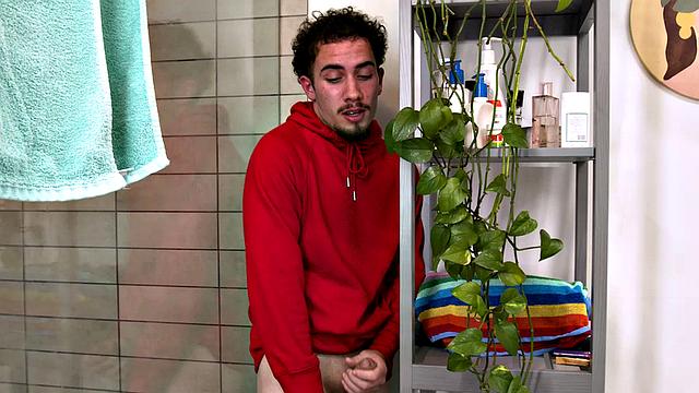 Perky Latina Ryder Rey watches porn before fucking brother in the bathroom