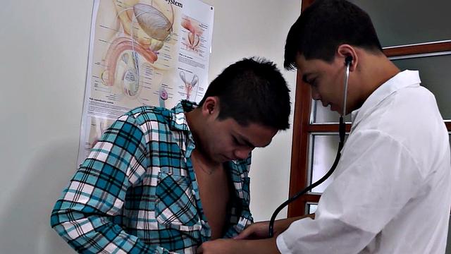Gaping Asian twink asstoyed by doctor in infirmary
