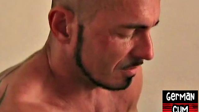 German pierced DILF fucks and licks creampied asshole