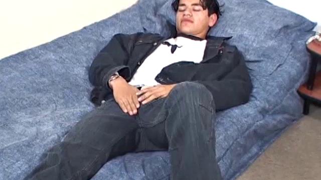 Following an afternoon of racing go-carts, young Latino Cesar heads back to his room for some self pleasuring that is best left off the track. In bed, the cute Latin twink strips to reveal a big hard uncut cock.
