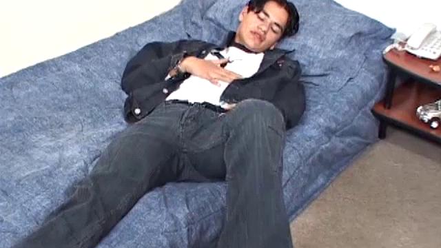 Following an afternoon of racing go-carts, young Latino Cesar heads back to his room for some self pleasuring that is best left off the track. In bed, the cute Latin twink strips to reveal a big hard uncut cock.