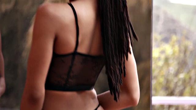 Pretty black babe drilled by hung bf after giving blowjob