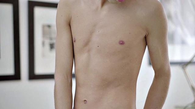 Slim twink jerking solo cock until cumming