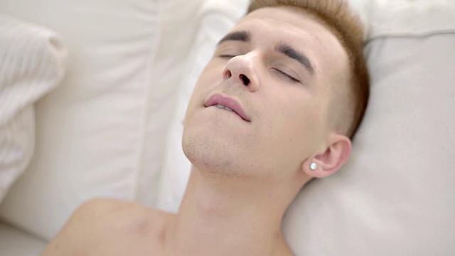 Slim twink jerking solo cock until cumming