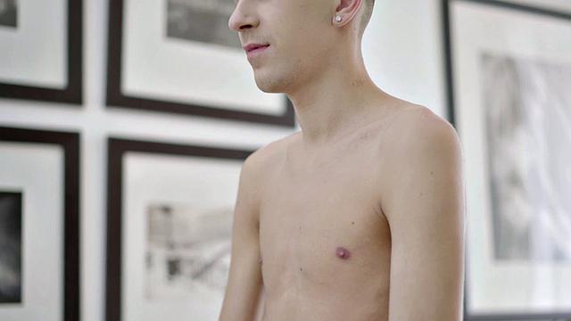 Slim twink jerking solo cock until cumming