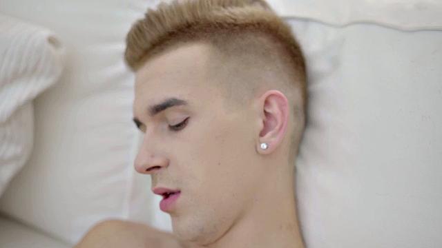 Slim twink jerking solo cock until cumming