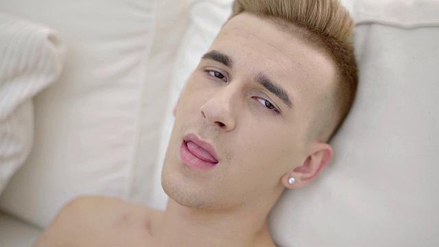 Slim twink jerking solo cock until cumming