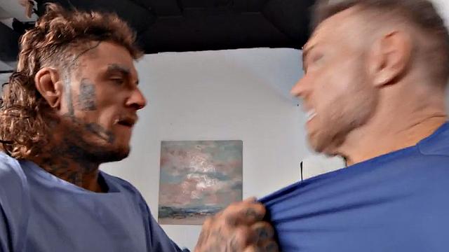 Tattooed jock barebacked by doctor after exam