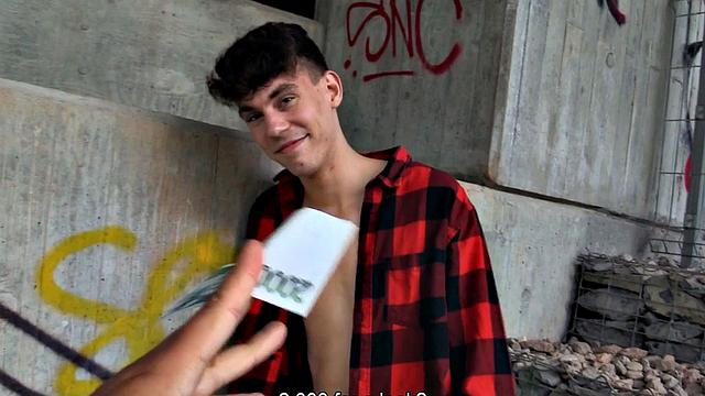 Pilled stud fucked by gay dude for cash outdoor