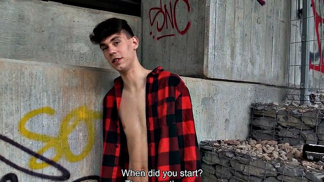 Pilled stud fucked by gay dude for cash outdoor