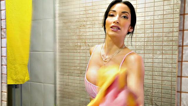 Curvy Latina maid assfucked by boss after handjob