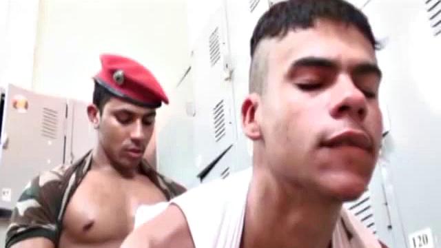 Nuno Santos in the locker room looking at a gay porn magazine and rubbing his big uncut dick. Marcelo Sousa decides Nuno may prefer his huge cock.