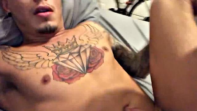 In the last scene from exhibitionist boyfriends Seth Knight and Christopher Meyers, we got to watch Chris take his BF bareback. This latest contribution from the inked young couple has Seth on the bottom for a mix of raw cock and big dildo up the ass.