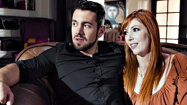 Transgender filled in asshole by male in threesome