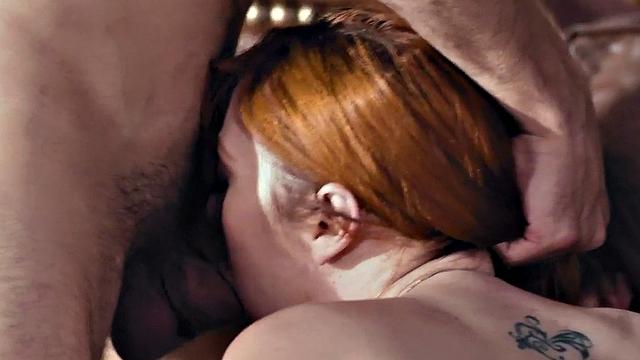 Transgender filled in asshole by male in threesome