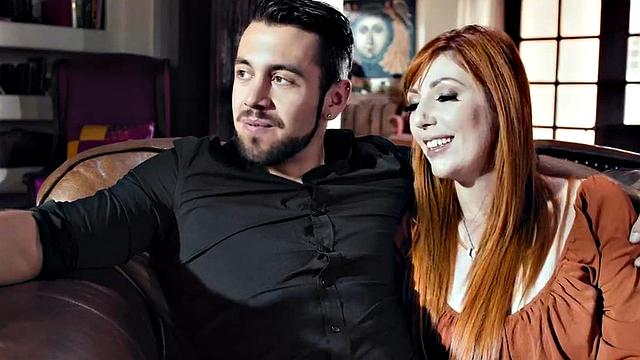 Transgender filled in asshole by male in threesome