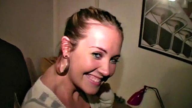 Brunette fucked and jizzed by four guys at fuckfest