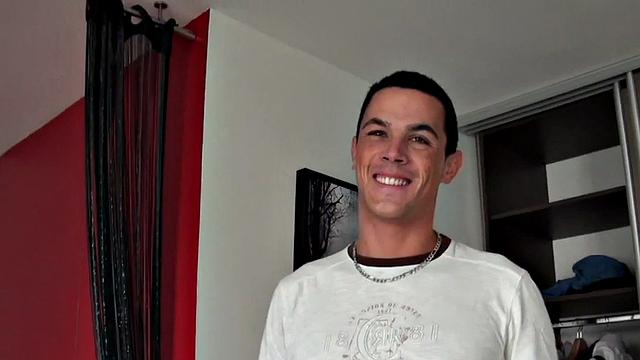 Amateur jockstrap stud drilled by BF at home after BJ