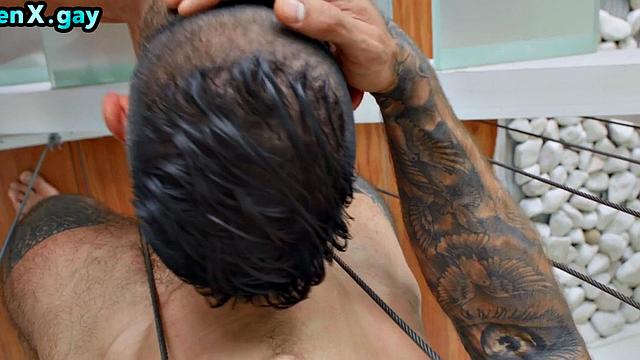 Deepthroating jock nailed by his tattooed BF