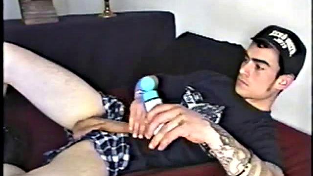 This straight BMX biker has a certain edginess that heightens the intensity of his very physical jacking off. After Nicoya has been stroking his meat he suddenly, and unexpectedly, produces a good-sized dildo.