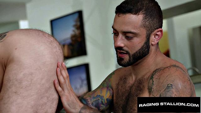 Hairy Rommie Caught Jerking, Flip Fucks Bearded Jock