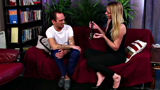 Classy dominas wanking submissive dick in group