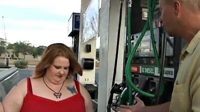 Fat Brunette Sizes Up Cock