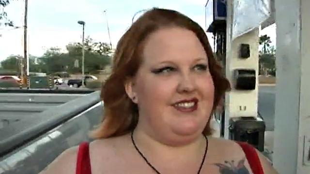 Fat Brunette Sizes Up Cock