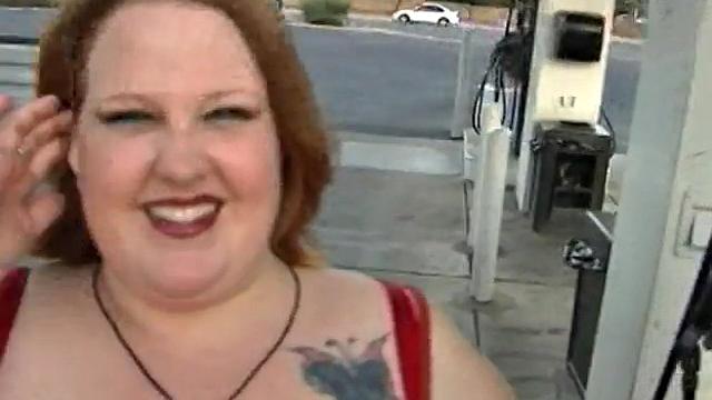 Fat Brunette Sizes Up Cock