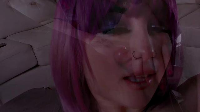 POV inked coloredhair babe sucks and gets fucked