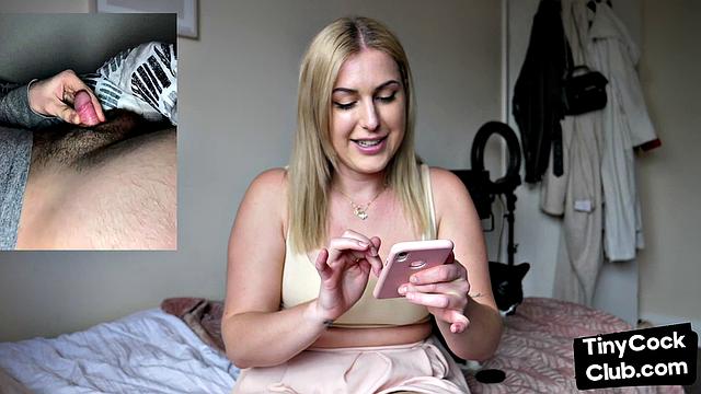 Блондинка унижает маленькие члены по телефону