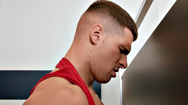 Manly jocks fuck each other in toilet gloryhole