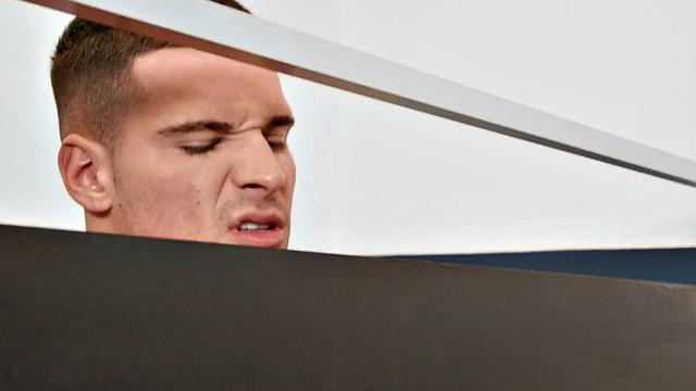 Manly jocks fuck each other in toilet gloryhole